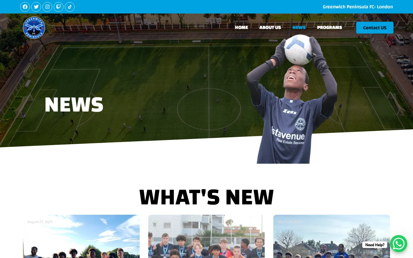 Página de noticias del club